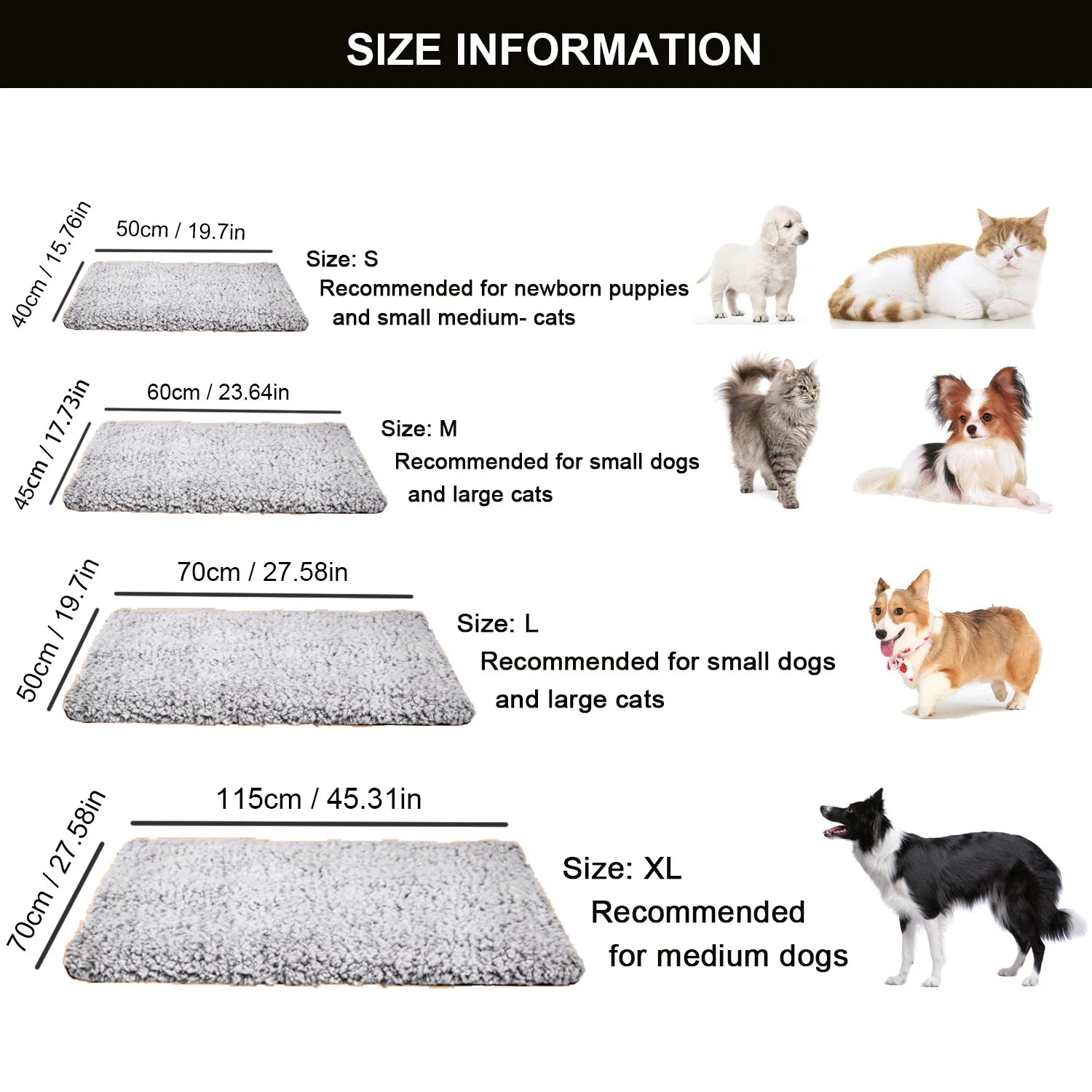 Self-Heating Pet Mat, Super Soft Aluminum Film Dog Mattress for Sleeping, Cat and Dog Bed Mat for Small and Medium Cats Dogs